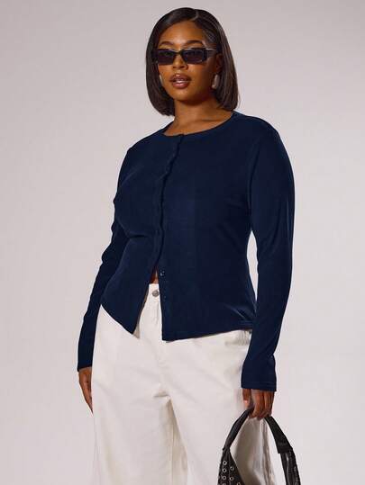 MUSERA Plus Size Button Down Fitted Long Sleeved Top   Elegant Classy Vacation Holiday Cute Holiday Romantic 90's Y2k  Festive, Holidays