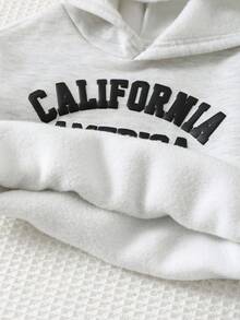 Cozy Pixies Set de 2 piezas de sudadera con capucha de manga larga y pantalón jogger de cintura elástica con estampado de letras minimalista para bebé niño