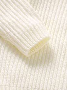 SHEIN 婴儿/男婴纯色条纹针织套头衫 - 白色 - 查看 4