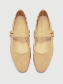 CUCCOO BIZCHIC Scarpe piatte con punta quadrata nere, eleganti, casual, confortevoli, slip-on, adatte per lavoro, pendolarismo, appuntamenti e occasioni formali - Albicocca - Visualizzare 2