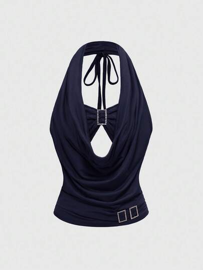 J-Fashion Y2K Retro Ruched Waist Plunging Neck 2 In 1 Women Tank Top