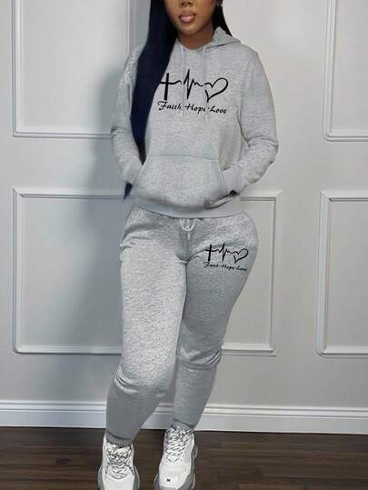 SHEIN Ladies' Simple Printed Two-piece Set