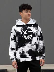 SHEIN 1pc Teen Boy Casual Versatile Comfortable Warm Solid Color Half-Zip Kangaroo Pocket Knitted Hoodie Set, Party Favors, Back To School Outfits, Autumn/Winter