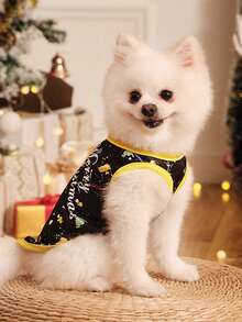 PETSIN 1pc Breathable Pet Locator Vest Dinosaur Print For Christmas