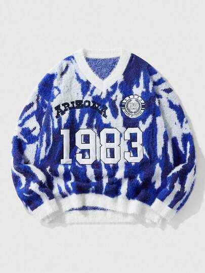 Street Life Pull tricoté à col rond avec détails brodés et colorblocking, mode de rue, automne/hiver