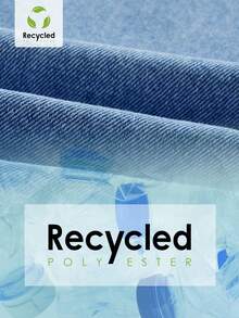 SHEIN ICON 做旧下摆磨边纽扣前襟休闲长袖牛仔夹克 - 藍色 - 查看 6