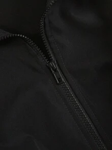 SHEIN Sparklyn 青少年女孩侧条纹拉链休闲夹克，秋季