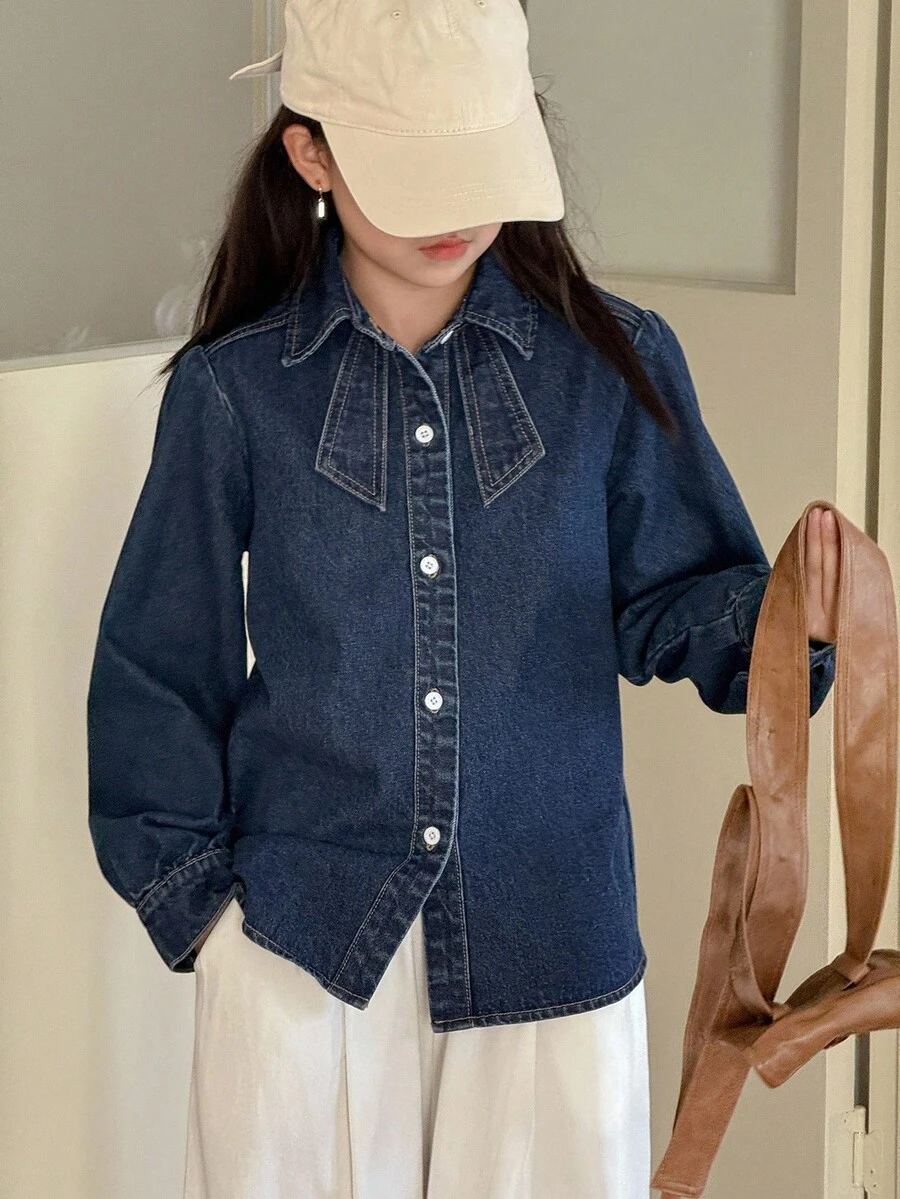 DAZY Girls Denim Collared Shirt