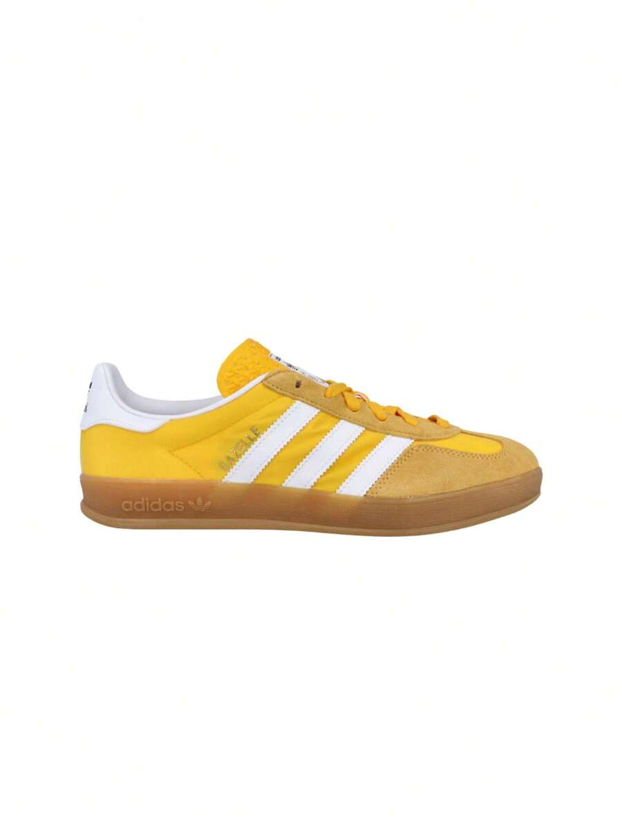 Adidas Giày thể thao trong nhà Gazelle dành cho nam, cổ cao, màu vàng/trắng mây/vàng nhạt IE6606 - Vàng nhạt / Trắng mây / Gần như vàng - Xem 1