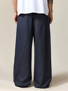 ROMWE MEN Men Prep Waist Patchwork Plaid Pocket Wide Leg Loose Casual Pants, Fall - Multicolor - View 3