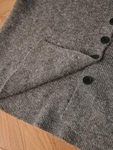 Chiquease 宽松圆领单排扣毛衣上衣+松紧腰短裙毛衣两件套 - 灰色 - 查看 7