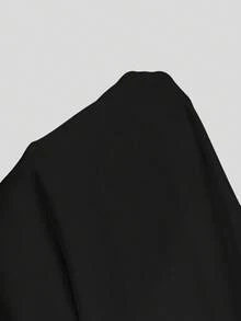 SHEIN Unity Áo trễ vai trơn màu giản dị mùa hè - màu đen - Xem 6