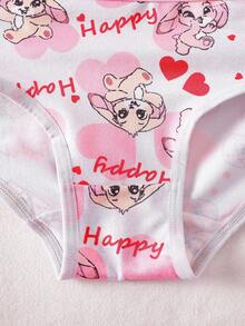 SHEIN 10 件/套年轻女孩可爱卡通动物印花三角内裤，彩色兔子图案，夏季