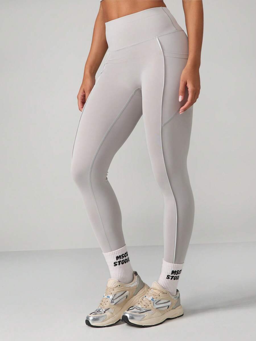 MISSGUIDED Mallas deportivas de cintura alta con ajuste de compresión - Gris - Ver 1