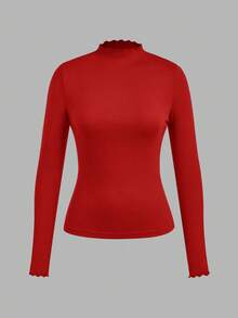 SHEIN EZwear 3 pièces/set T-shirts à manches longues ajustés de style minimaliste décontracté en noir, rouge et blanc, pour l'automne/hiver - Multicolore - Voir 7