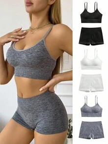 6pcs/Set Yoga & Workout Sports Bra Set For Indoor & Outdoor Activities