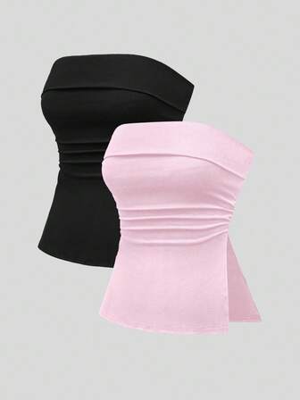 Grunge Punk Tops de mujer de unicolor negro y blanco con dobladillo dividido y diseño sexy