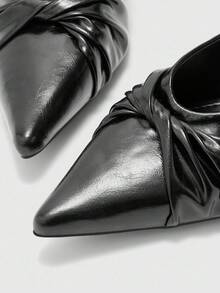 CUCCOO BIZCHIC Classic Apricot Color Backless High Heel Pumps For Women - Black - View 6