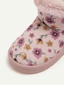 Cozy Pixies 1 Pair Of Girl Pink Flower Fashion Design Elegant, Cute, Light And Easy To Wear, Velvet Warm Winter Shoes Are Suitable For Home Leisure And Going Out To Play Snow Boots - Pink - View 6