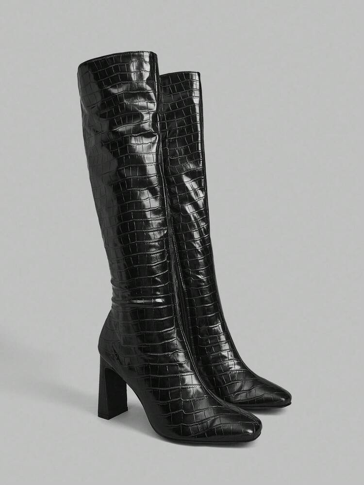 European & American Style Square Toe Thigh High Boots