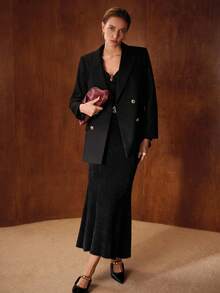 MOTF PREMIUM WOMEN'S FITTED ELEGANT KNITTED SKIRT, AUTUMN/WINTER - Black - View 13