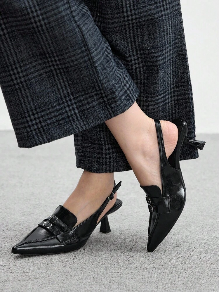 CUCCOO BIZCHIC Classic Apricot Color Backless High Heel Pumps For Women