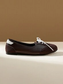 CUCCOO EASI Zapatos de mujer de punta redonda negros, estilo Mary Jane de punta dividida, estilo campus - Marrón - Ver 3