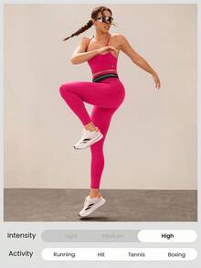 GLOWMODE Quần legging tập luyện Powersculpt 26 inch, cường độ trung bình, nhanh khô, thấm hút mồ hôi, tạo cảm giác mát mẻ khi tập gym. - Hồng nhiệt đới - Xem 6