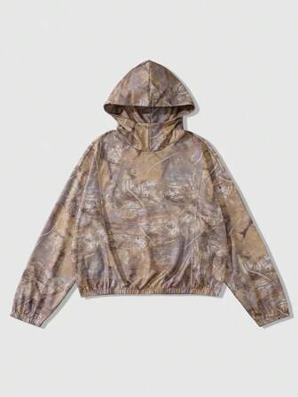 Street Life Sudadera con capucha holgada con estampado de camuflaje casual para hombres, otoño