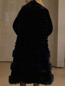 Aveloria Rosie 新款貂皮大衣，女士长款貂皮大衣，狐狸皮草夹克，过膝冬大衣 - 黑色 - 查看 7