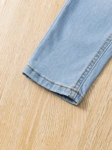 SHEIN Vintaside Kids Young Girl Casual Preppy Daily Cat Whisker Elastic Waist Flat Pockets Skinny Jeans,The Best Daily Fashion Outfits