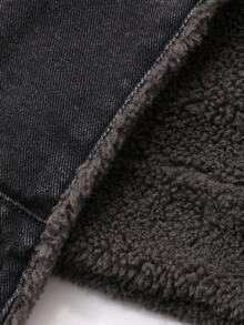 FRIFUL 女式拼布羊羔绒牛仔背心夹克背心 - 黑色 - 查看 8