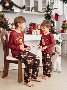 Tween Boy Cute Christmas Bear Print Long Sleeve & Pants Pajama Set - Multicolor - View 5