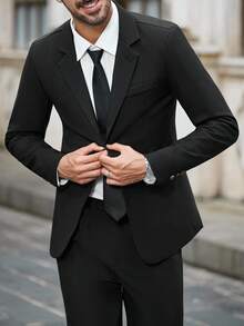 Calvornis 男士纯色商务通勤西装套装（上衣+裤子）