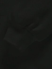男婴休闲简约卡通熊图案柔软针织连帽套头衫，适合秋季 - 黑色 - 查看 5