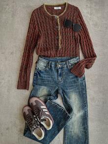 Attitoon Damen Jeans mit Taschen und Glockenform, vielseitig einsetzbar