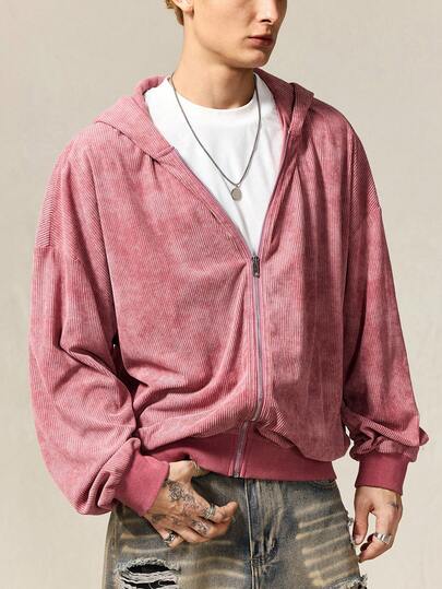 Street Life Sudadera con capucha de manga larga y cremallera delantera casual con caída de hombros para hombre, otoño