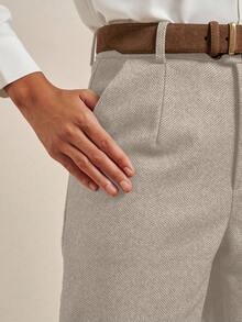 Women's Herringbone Pocket Tapered Casual/Work Pants - Beige - View 4
