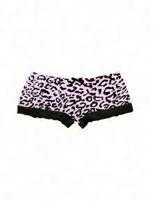 Zyxie 2pcs/Set Women Leopard Print Lace Splicing Camisole Top And Shorts Set - Multicolor - View 4