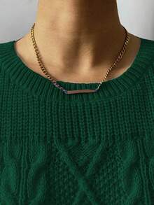 EMERY ROSE Suéter de cuello redondo de unicolor talla grande, casual y versátil, para otoño/invierno - Verde - Ver 6
