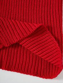 SHEIN Unity Women's Sexy Deep V-Neck Long Sleeve Zipper Crop Top + Zipper Skirt 2 Pieces Knit Sweater Set Fall Winter Cloth For Women - Red - View 6