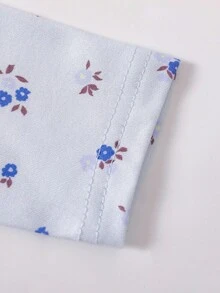 SHEIN 4 件套女婴休闲日常百搭芭蕾薄纱裙套装，芭蕾舞者条纹碎花上衣，柔软舒适面料，超值多件套 - 寶藍色 - 查看 7