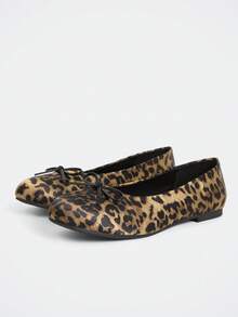 Maija 女士休闲豹纹舒适百搭平底鞋 - 棕色 - 查看 2