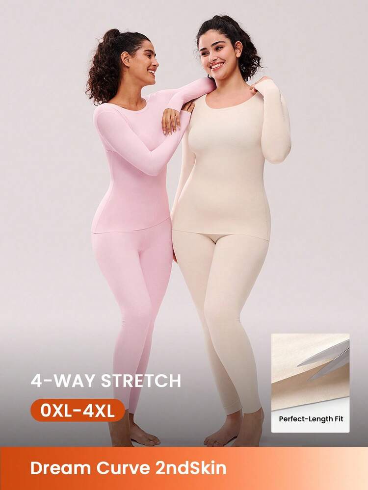 Plus Women's Thermal Underwear Lightweight And Warm Set