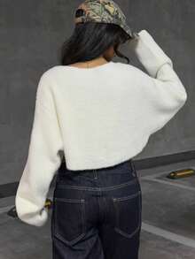 Muchica Ladies' New Best-Selling Autumn And Winter Solid Color Simple Casual Cardigans And Long-Sleeved Tops