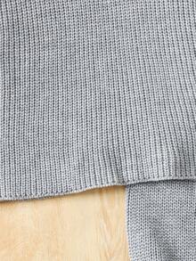 2pcs/Set Casual Teenager Girls Sweater Set, Half V-Neck With Zipper Regular Long Sleeve Loose Top Paired With Matching Wide Leg Pants, Regular Thickness, Loose & Comfortable Minimalist Knit Suit, Suitable For Daily Wear & Home, Autumn/Winter Fall - Grey - View 4