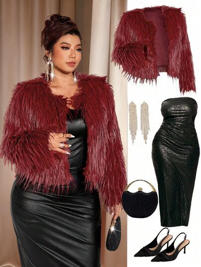 Cravure 万圣节大码人造毛皮大衣