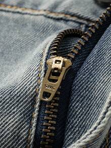 Manfinity Denimwave Men's Street Style Wing Print Distressed Washed Wide Leg Jeans Stacked - Blue - View 8