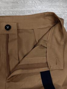 Elenzga Women's Khaki And Black Straight-Leg Pants With Pockets And Zipper, Suitable For Autumn/Winter Outfits, Halloween, Christmas, Saudi National Day, New Year's Party, Graduation Ceremony, Wedding, Role-Playing, Formal Teacher Attire, Mature Elegant, OL Workplace Commute, Business Casual Office - Brown - View 6