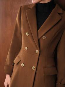 MOTF PREMIUM WOOL WOMEN'S ELEGANT BLEND MID-LENGTH COAT, AUTUMN/WINTER - Mocha Brown - View 2